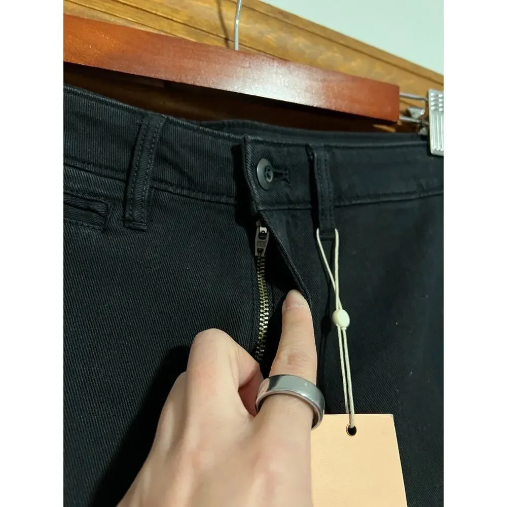NWT Quince Women's Organic Stretch Cotton Twill Wide-Leg Crop Pants Black SZ 27 - Picture 5 of 14